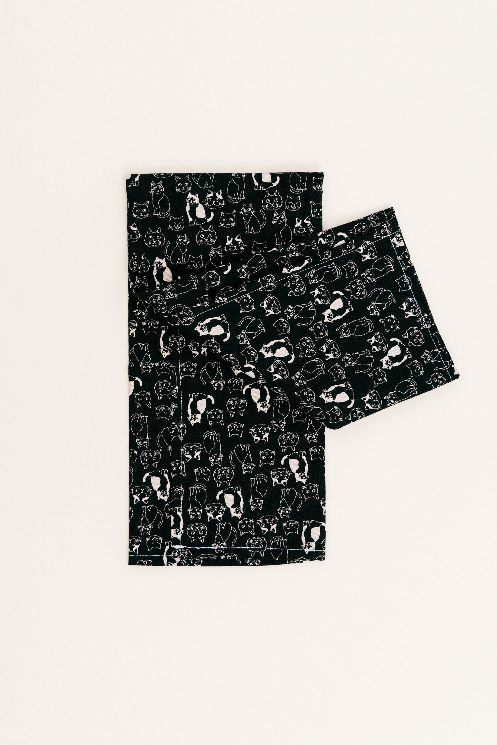 Modern Print Dish Towel Black Cats