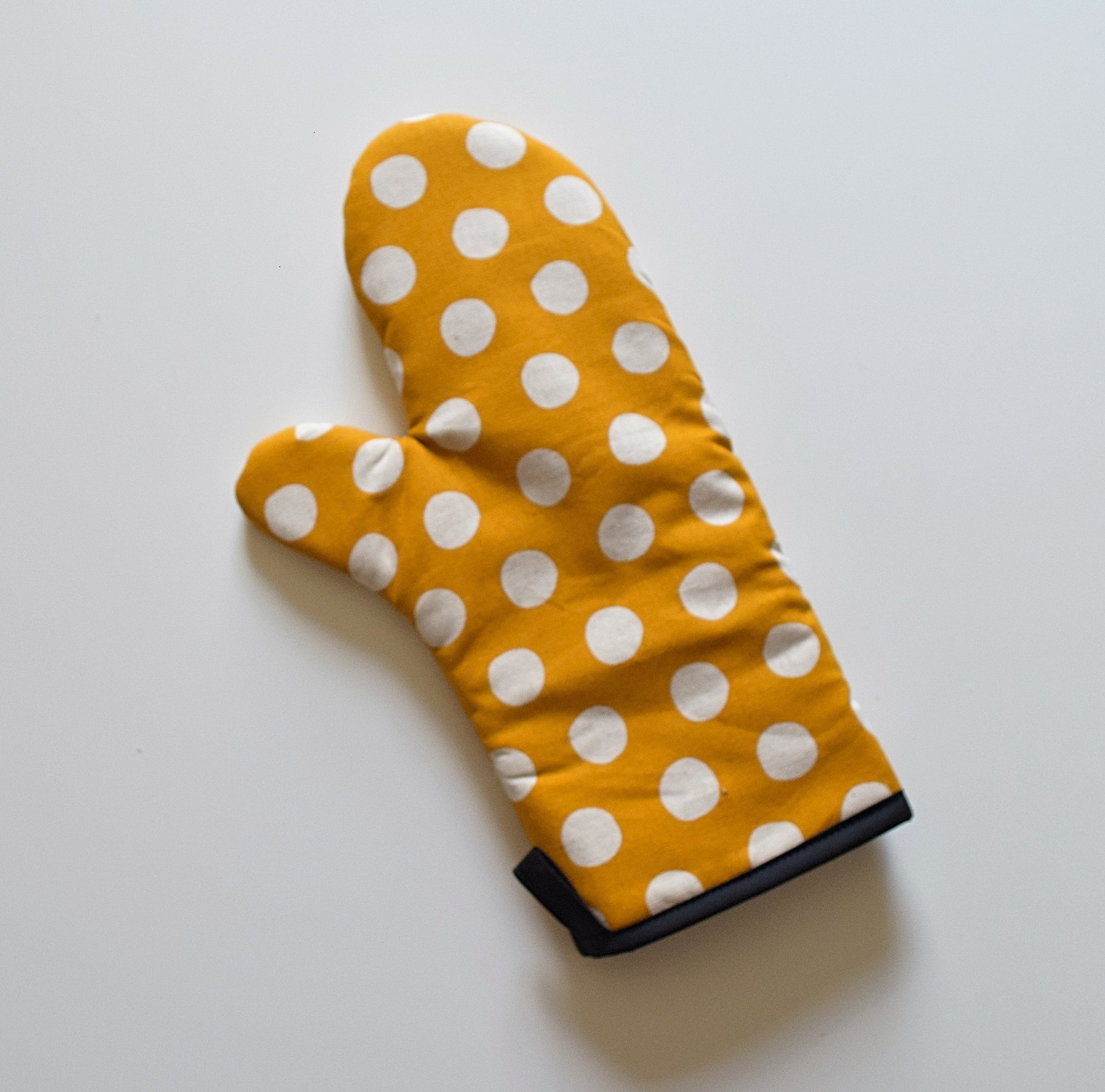 Handmade Oven Mitt Yellow Dot