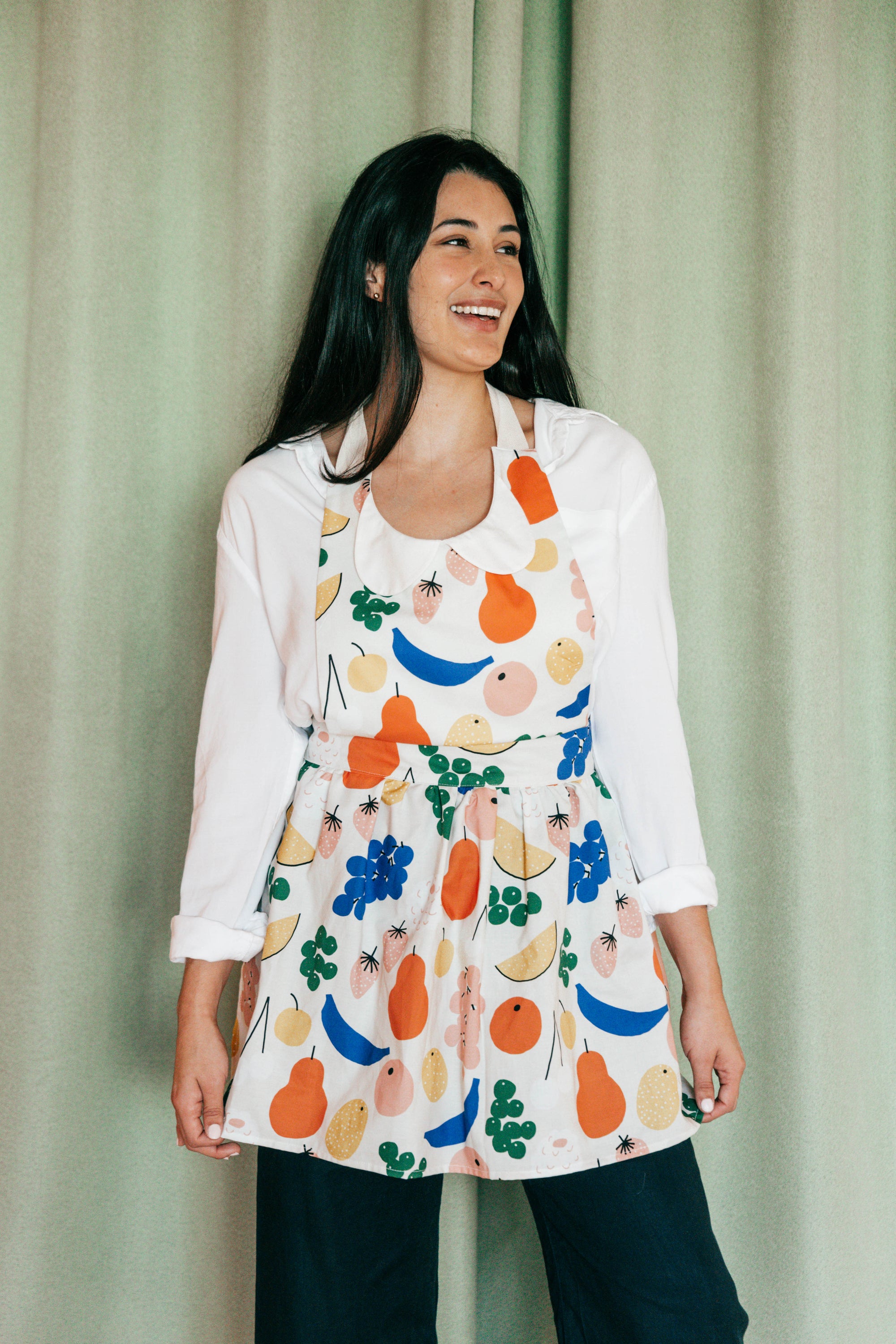 Retro Apron White Fruits Jennifer Bouron Print