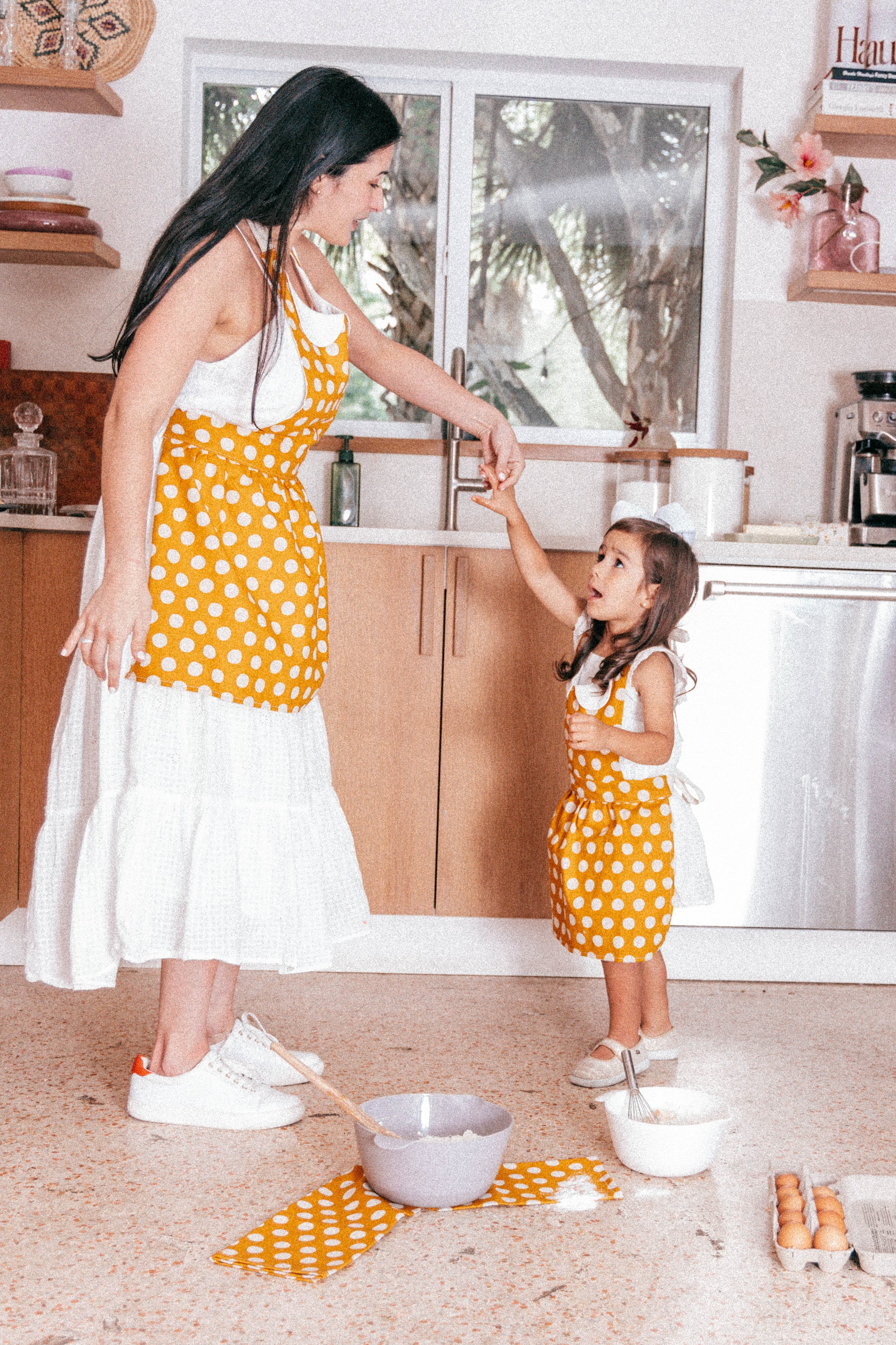 Retro Apron Mustard Polka Dot