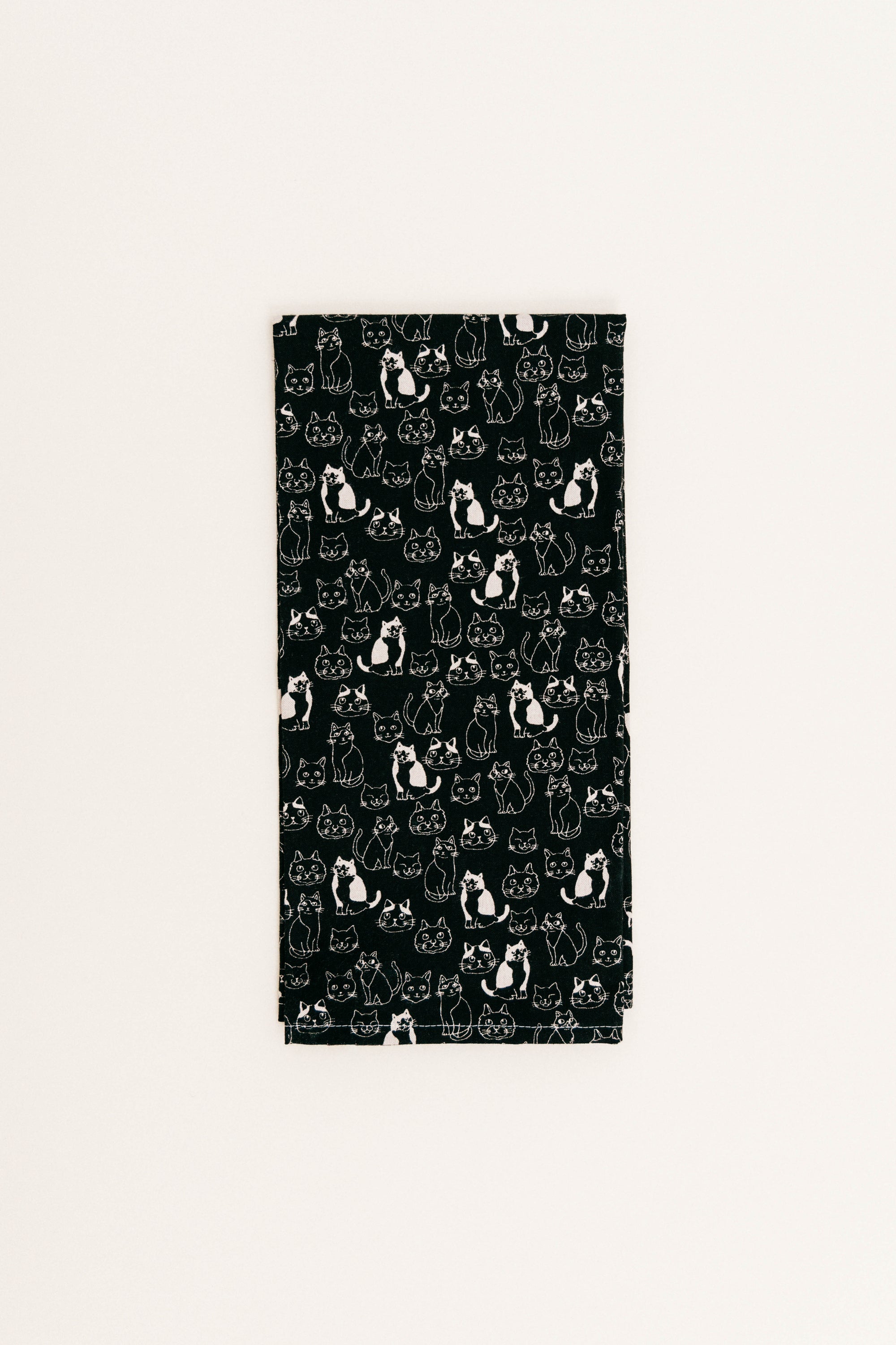 Modern Print Dish Towel Black Cats