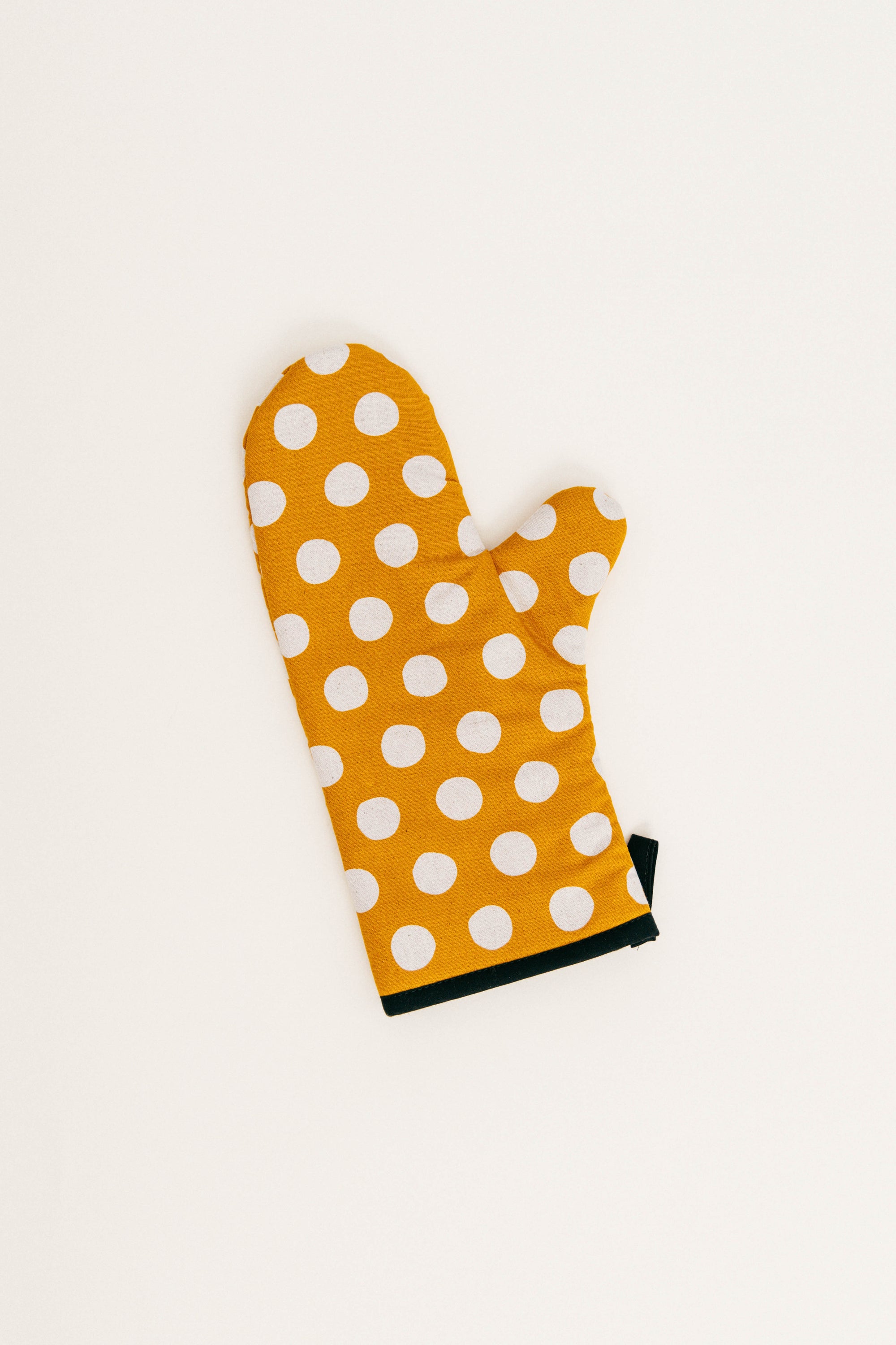 Handmade Oven Mitt Yellow Dot